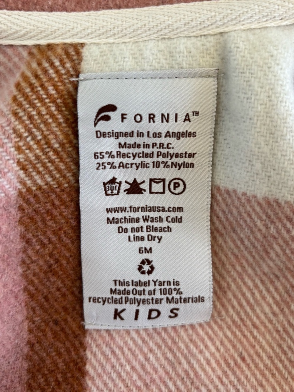 Fornia Kids Shacket 6 Months Pink Camel Plaid Snap Buttons Baby Shirt Jacket - Picture 4 of 10
